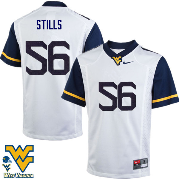 NCAA Men's Darius Stills West Virginia Mountaineers White #56 Nike Stitched Football College Authentic Jersey MB23K37OB